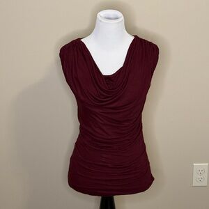 Express Wine Draped Cowl Neck Sleeveless Tank